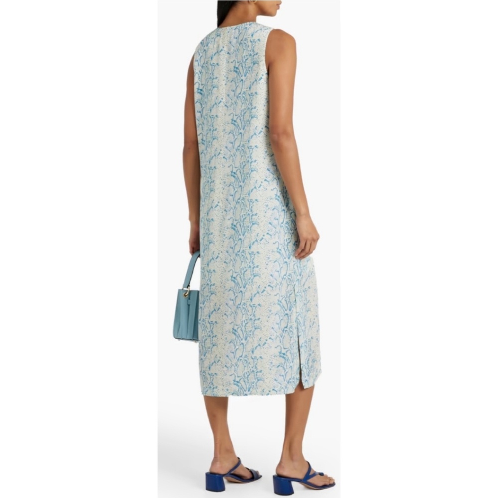 Equipment Connery turquoise silk snake print dress M - Picture 2 of 12